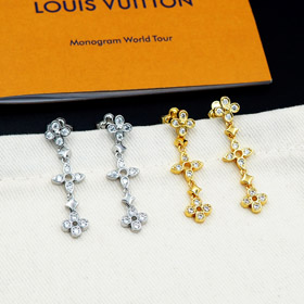 Louis Vuitton LV dentelle creux incrusté zircon motif floral boucles d'oreilles-3534  