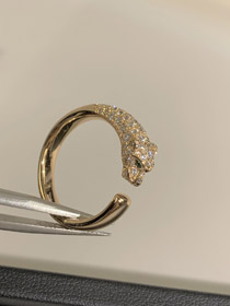Cartier demi-diamant léopard micro incrusté bague-3556  