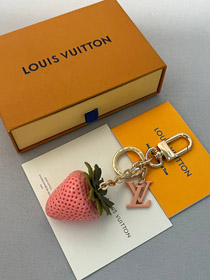 Louis Vuitton LV rouge rose fraise sac décoration porte-clés pendentif-3580  