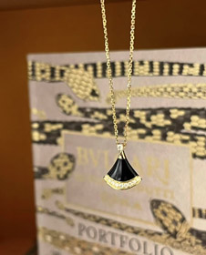 Bulgari nouvelle couleur noir agate ventilateur collier-3584  