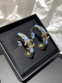 Chanel lumière or Denim boucle d'oreille bleue-3595  