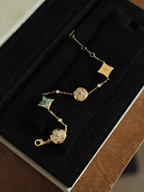 Louis Vuitton LV Amazonite Diamant Quatre Fleurs Bracelet-3616  