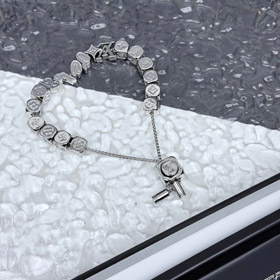 Louis Vuitton LV plaqué argent chaîne de dés coulissant charme bracelet-3639  