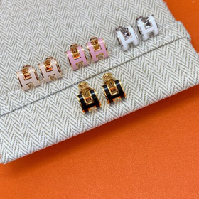 Hermes boucles d'oreilles en forme de lettre-3666  