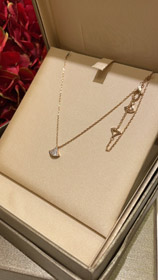 Bulgari petit ventilateur blanc mère de perle rose or demi-diamant plein diamant collier-3853  