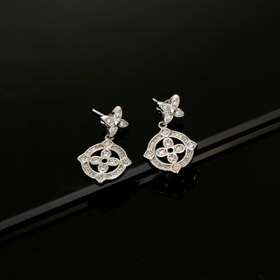 Louis Vuitton LV boucles d'oreilles en zircon incrusté floral-3918  