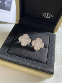 Van Cleef & Arpels boucles d'oreilles de trèfle plein diamant quatre feuilles-3958  