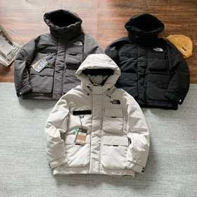 LA NORTH FACE logo couleur solide logo multi-poche cordon à capuchon veste en coton-4274  